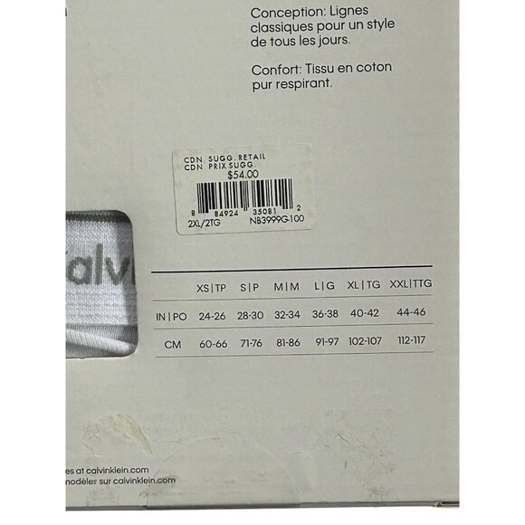 Calvin Klein Men's 100% Cotton Classic Fit Briefs White 3 pack 44-46"  - XXL - Picture 3 of 4